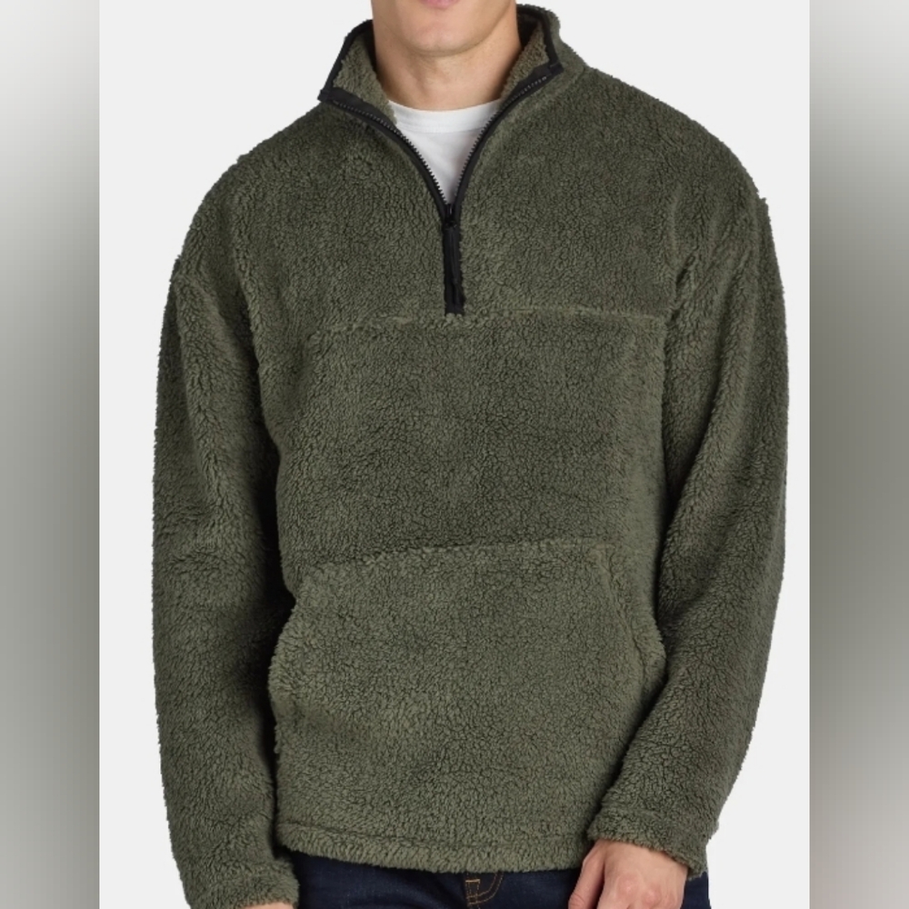 Nwt mens size small green sherpa pull over #4 - Picture 2 of 4